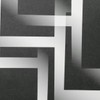 Abstract black and white geometric design with overlapping rectangles creating a modern artistic pattern.